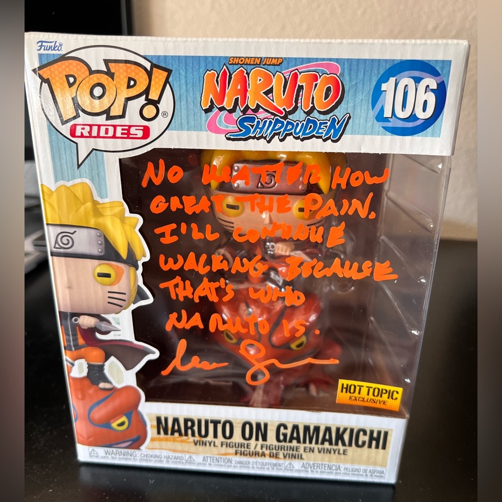 Funko Naruto Shippuden Naruto on Gamakichi 106 Signed By Maile Flanagan JSA COA